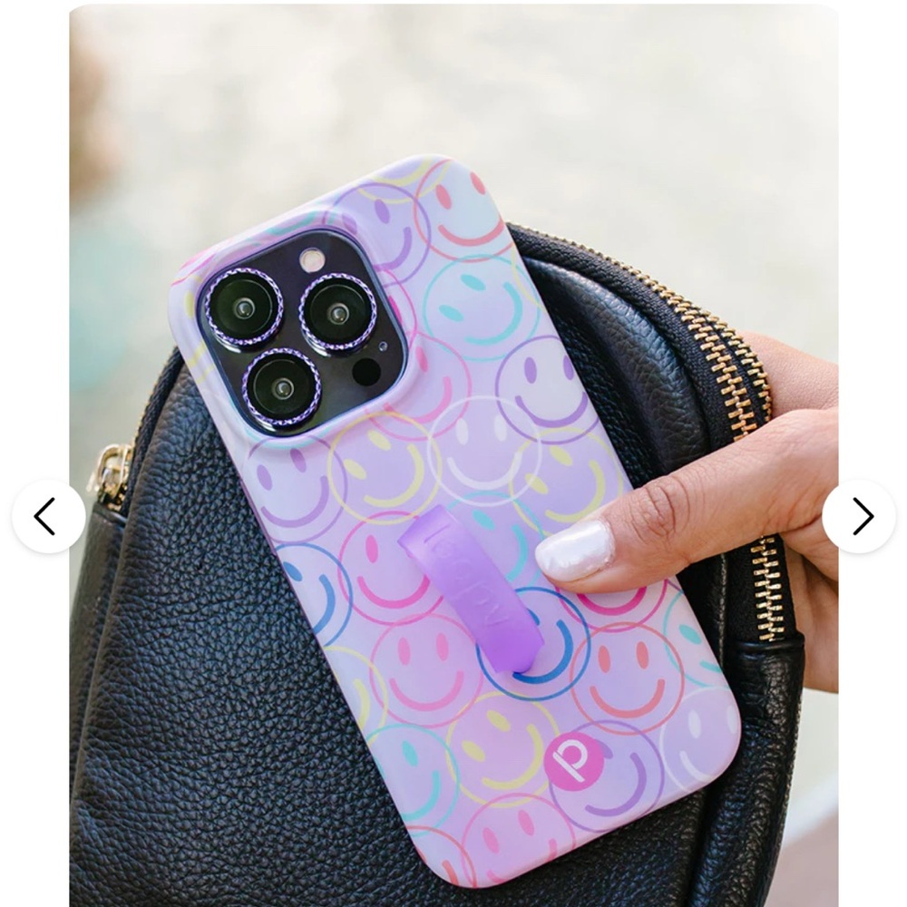 iPhone 11 smiley face loopy case with purple loop